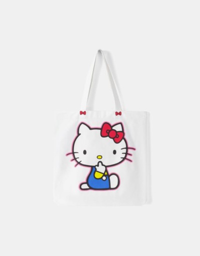 Bershka Hello Kitty Baskılı Tote Çanta Kadın Beyaz