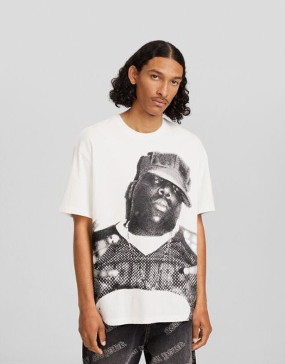 Bershka The Notorious B.i.g. Baskılı Kısa Kollu T-shirt Erkek M Beyaz
