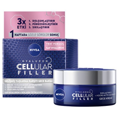 Nivea Cellular Expert Filler Sıkılaştırıcı Yaşlanma Karşıtı Gece Yüz Bakım Kremi 50 Ml