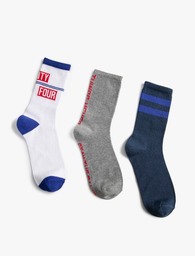 Koton Erkek 3’lü Soket Çorap Seti Slogan İşlemeli