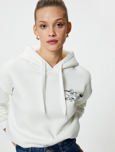 Koton Kadın Rick And Morty Sweatshirt Lisanslı Kapüşonlu Arkası Baskılı Pamuklu Rahat Kalıp