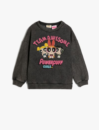 Koton Powerpuff Girls Sweatshirt Lisanslı Uzun Kollu Bisiklet Yaka Şardonlu