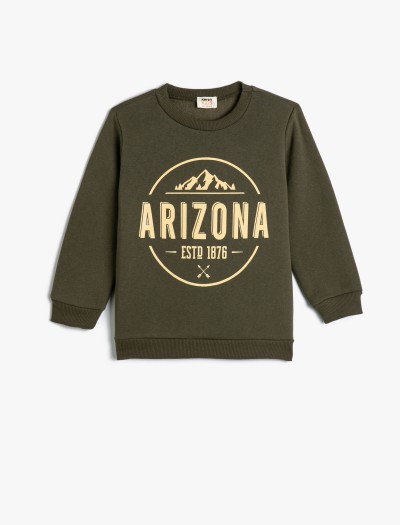 Koton Sweatshirt Arizona Baskılı Şardonlu Bisiklet Yaka