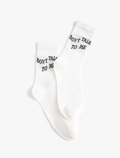Koton Kadın Soket Çorap Slogan İşlemeli