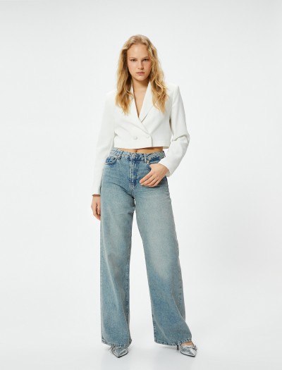 Koton Kadın Geniş Paça Kot Pantolon Standart Bel – Bianca Wide Leg Jean