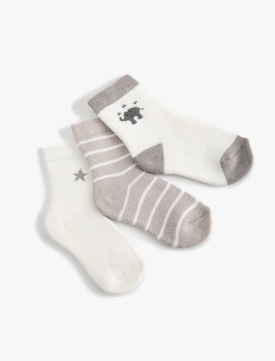 Koton Erkek Bebek Çizgili Çorap Seti Çok Renkli 3’lü