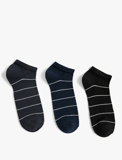 Koton Erkek Spor Çorap Seti Çizgili 3’lü Çok Renkli