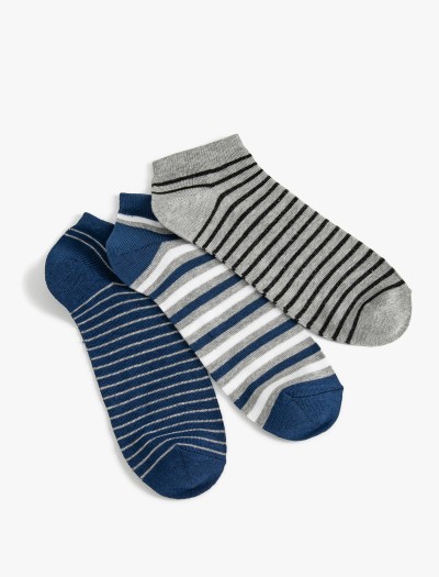 Koton Erkek Çizgili 3’lü Patik Çorap Seti Çok Renkli