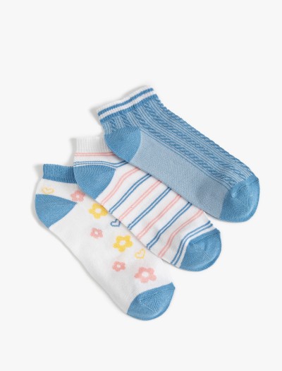 Koton Kadın Çizgili 3’lü Patik Çorap Seti Çok Renkli