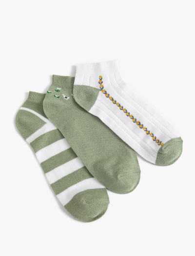 Koton Kadın Çizgili 3’lü Patik Çorap Seti Çok Renkli