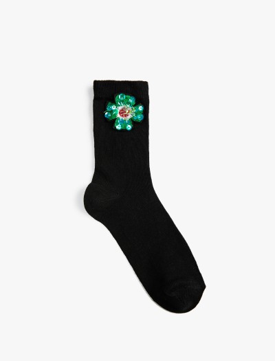 Koton Kadın Basic Çiçekli Soket Çorap İşleme Detaylı