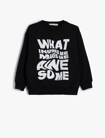 Koton Slogan Baskılı Uzun Kollu Bisiklet Yaka Sweatshirt