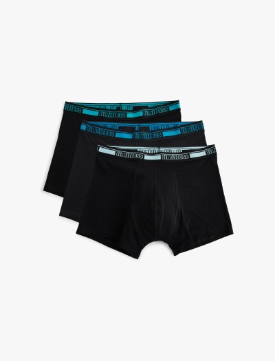 Koton Erkek 3’lü Boxer Seti Slim Fit Slogan Baskılı Pamuklu