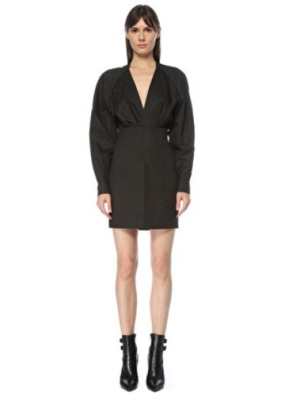 Iro Kadın Siyah V Yaka Reglan Kollu Mini Elbise 40