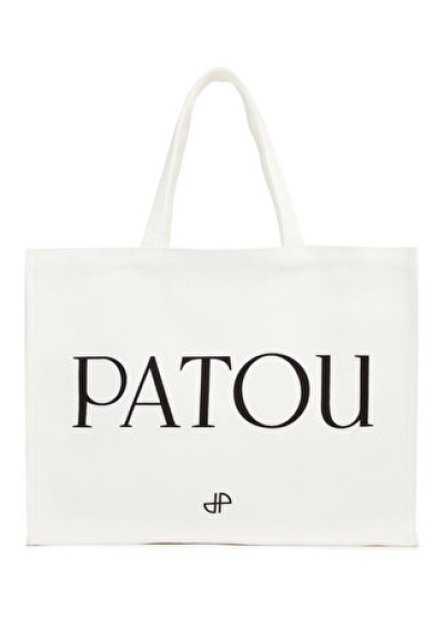 Patou Kadın Krem Logo Baskılı Omuz Çantası Bej