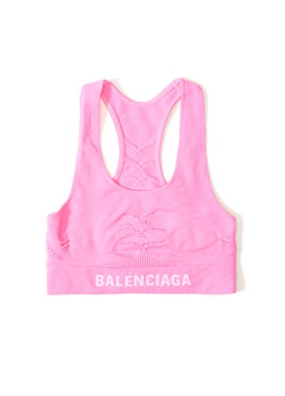Balenciaga Kadın Pembe Logo Jakarlı Spor Sütyen L