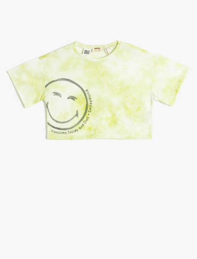Koton Oversize Smileyworld® T-shirt Lisanslı Batik Desenli