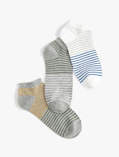 Koton Erkek Çizgili 3’lü Patik Çorap Seti Çok Renkli