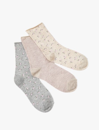 Koton Kadın Çiçekli 3’lü Soket Çorap Seti Çok Renkli
