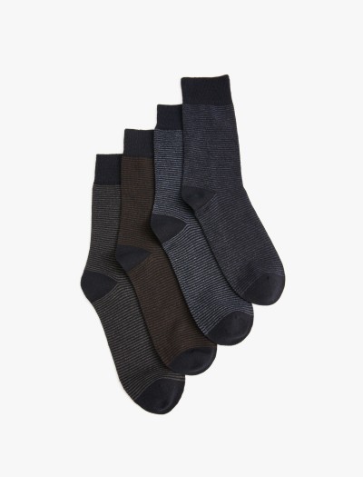 Koton Erkek Çizgili 4’lü Soket Çorap Seti Çok Renkli