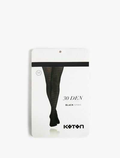 Koton Kadın Kazayağı Desenli Külotlu Çorap Mat 30 Den