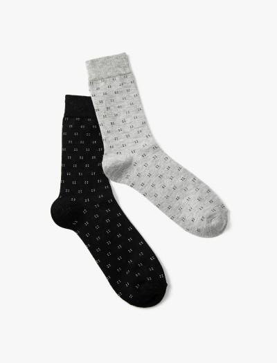 Koton Erkek 2’li Soket Çorap Seti Geometrik Desenli