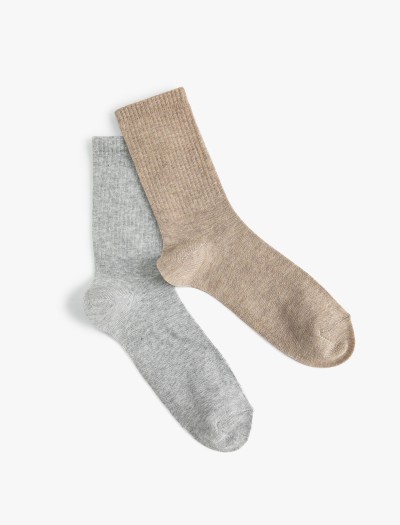 Koton Kadın Basic 2’li Soket Çorap Seti Çok Renkli Dokulu