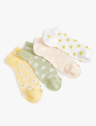 Koton Kadın Çiçekli 4’lü Patik Çorap Seti Çok Renkli