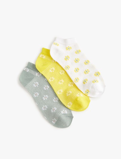 Koton Kadın Çiçekli 3’lü Patik Çorap Seti Çok Renkli
