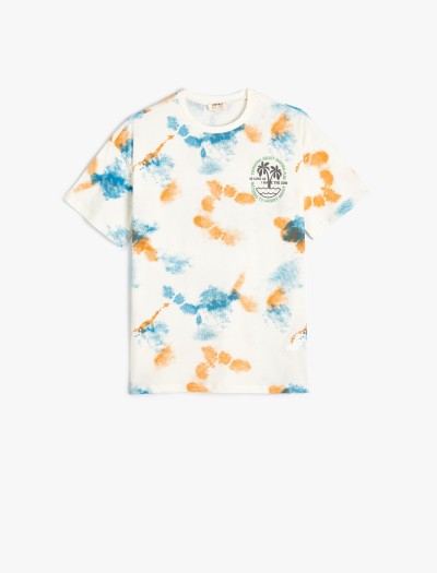 Koton T-shirt Palmiye Baskılı Batik Desenli Kısa Kollu Pamuklu