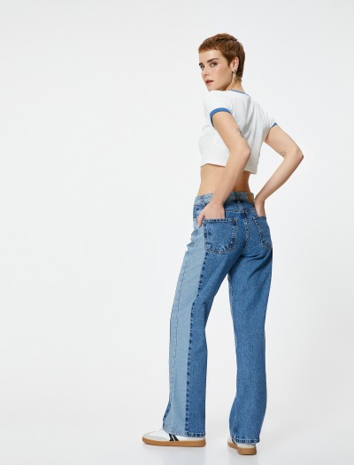 Koton Kadın Straight Jean Çift Renkli Cepli Pamuklu – Nora 90’s Jeans