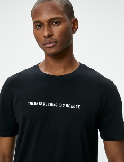 Koton Erkek Slogan Baskılı T-shirt Slim Fit Bisiklet Yaka Kısa Kollu