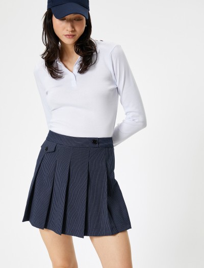 Koton Kadın Polo Yaka T-shirt Uzun Kollu Düğmeli Standart Kesim