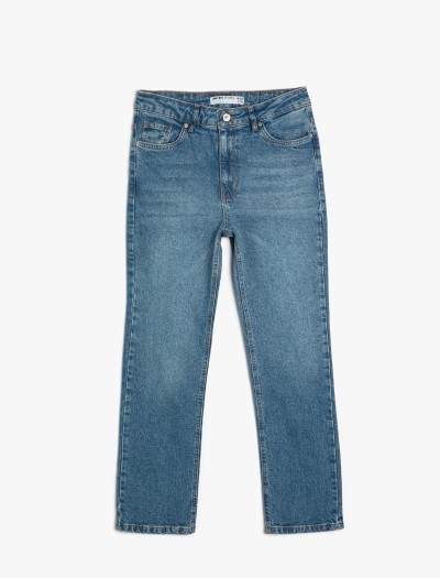 Koton Kadın Düz Paça Slim Fit Kot Pantolon Cepli – Eve Slim Straight Jeans