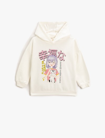 Koton Anime Baskılı Kapüşonlu Sweatshirt