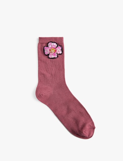 Koton Kadın Basic Çiçekli Soket Çorap İşleme Detaylı