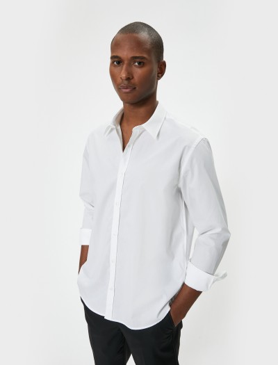 Koton Erkek Basic Gömlek Uzun Kollu Klasik Yaka Düğmeli Pamuklu